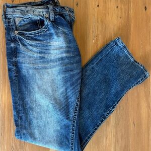 Men's Salvage Mayhem Straight Regular Fit Classic Blue Jeans. Size 34R=34x32